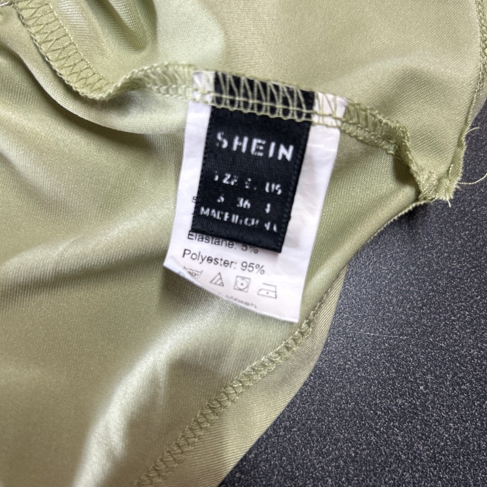 Green Balloon Sleeve Crop Top Sweetheart Neckline Babydoll Peplum Blouse S - Picture 5 of 8